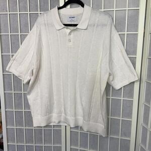 Old Navy Crochet Ivory Cable Knit Collared Polo Short Sleeve Sweater XXL NWT